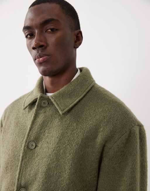 ASOS DESIGN wool look bomber jacket in green, 4 of 5