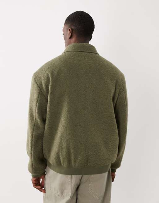 ASOS DESIGN wool look bomber jacket in green, 5 of 5