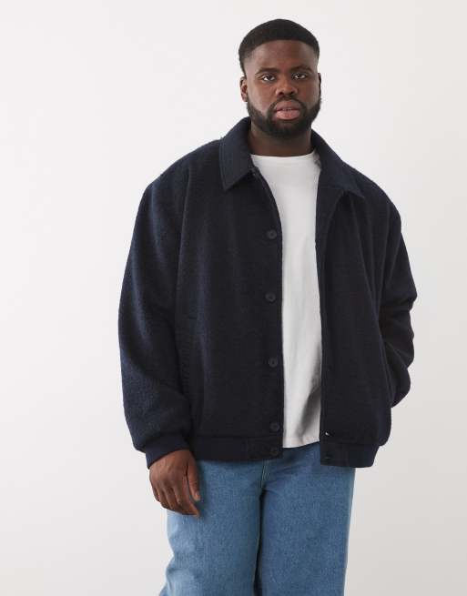 ASOS DESIGN wool look bomber jacket in navy, 2 of 5