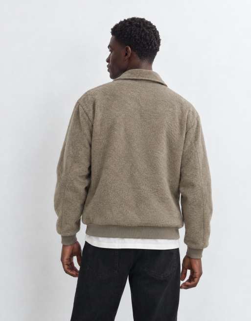 ASOS DESIGN wool look bomber jacket in taupe, 12 of 13