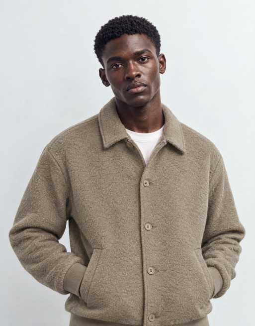 ASOS DESIGN wool look bomber jacket in taupe, 13 of 13