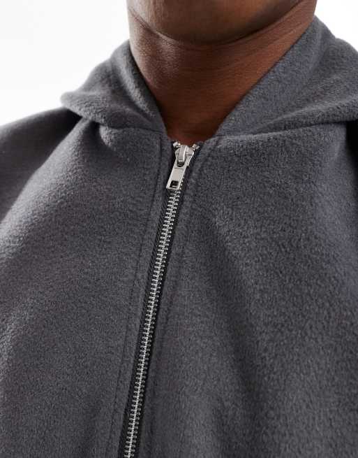 ASOS DESIGN wool look bomber jacket with hood in grey | ASOS
