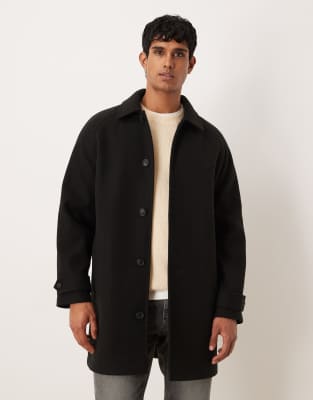 Asos Design Wool Look Car Coat In Black