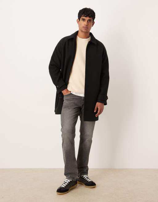ASOS DESIGN wool look car coat in black, 2 of 5