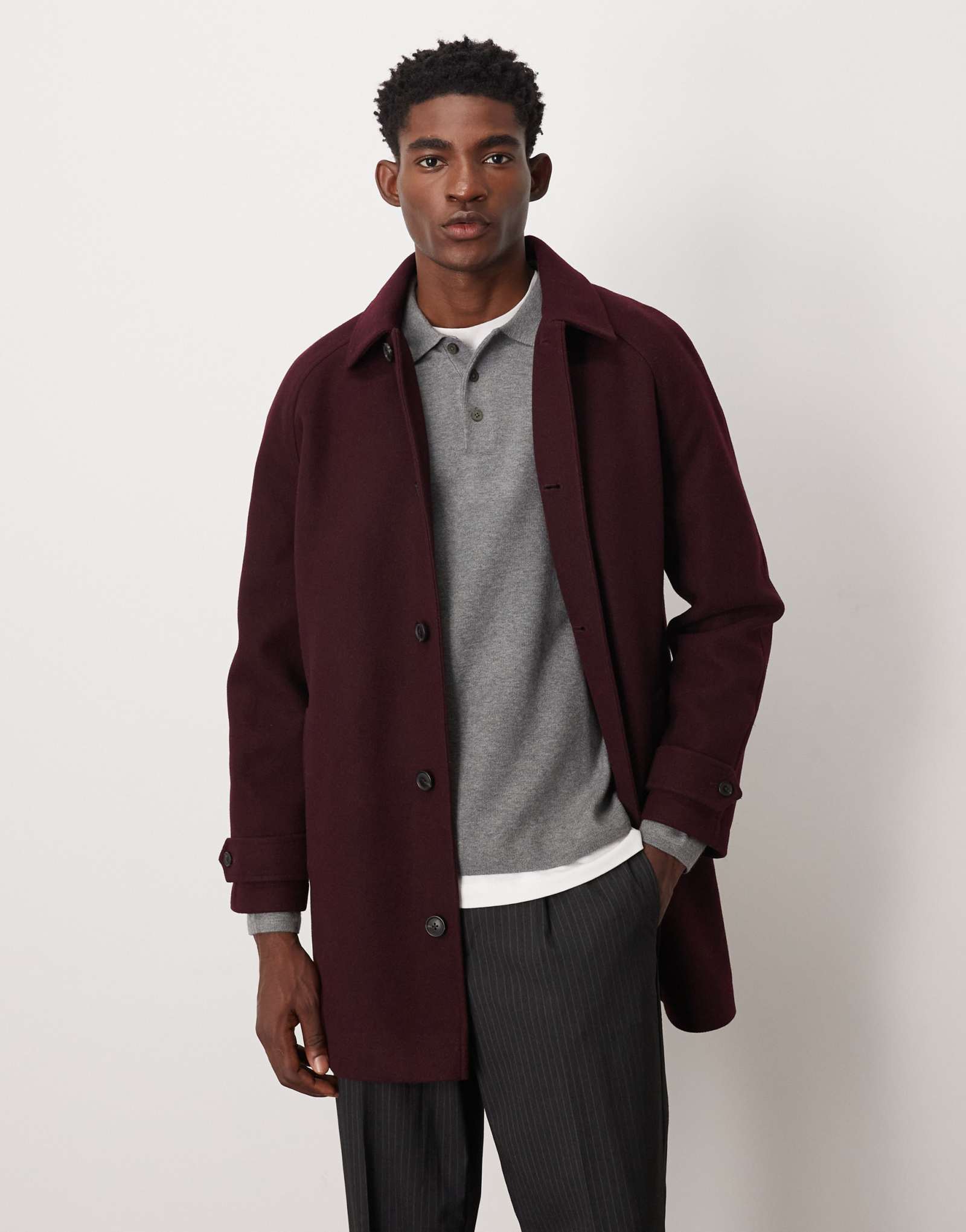 ДИЗАЙНЕРСКОЕ шерстяное пальто ASOS бордового цвета