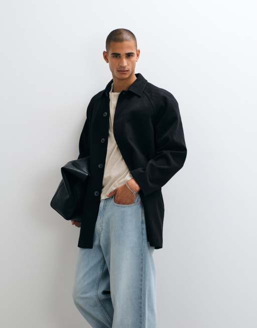 ASOS DESIGN wool look coat in black, 2 of 5