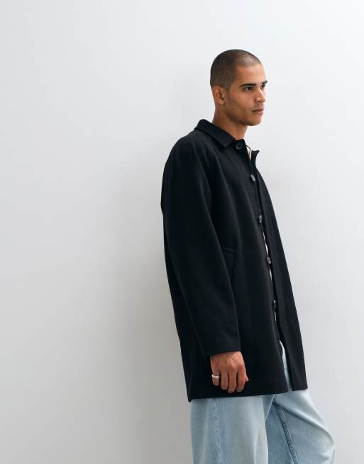 ASOS DESIGN wool look coat in black, 3 of 5