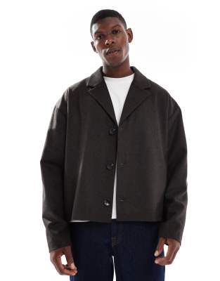 Asos Design Wool Look Coat In Gray