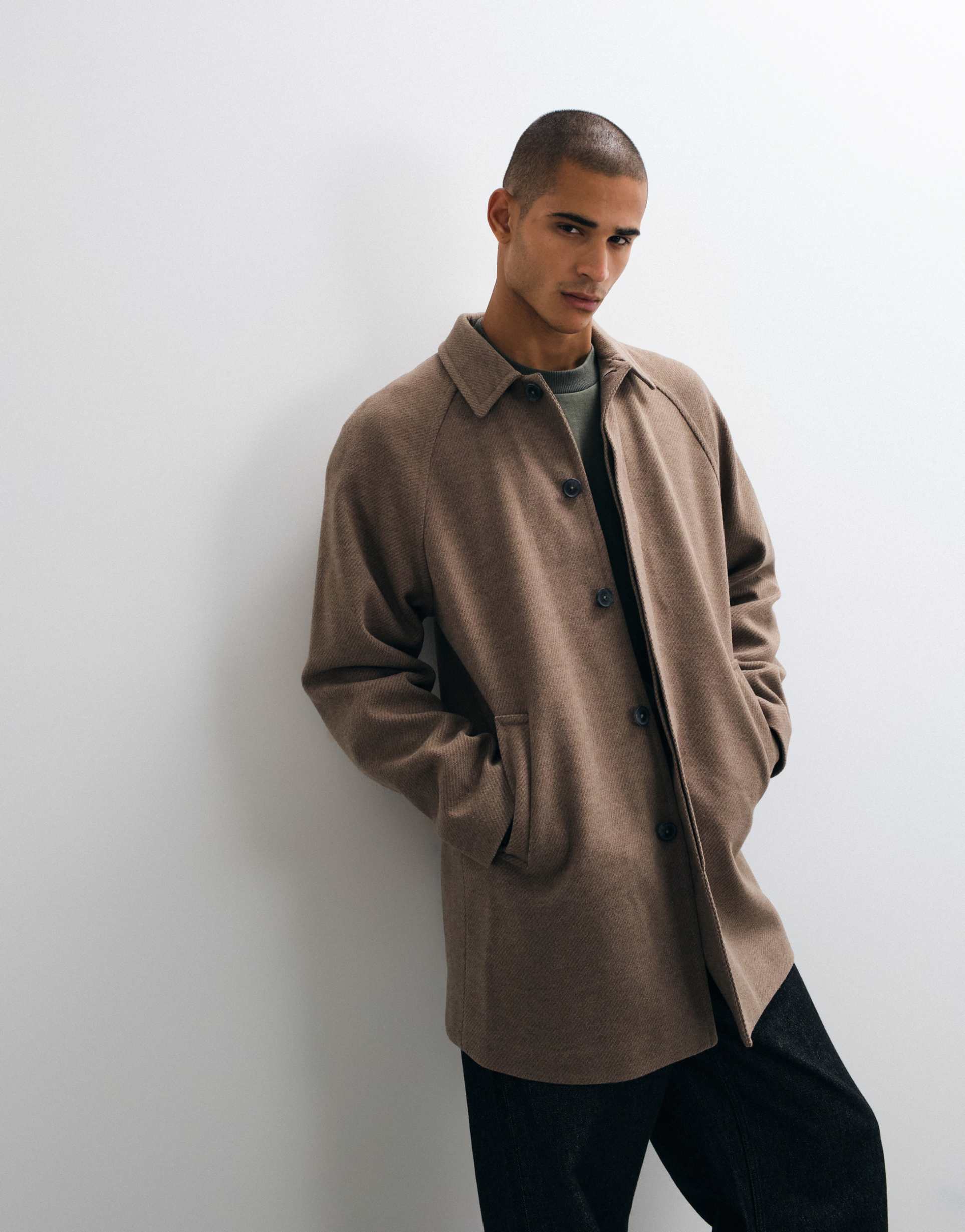 ASOS DESIGN wool look coat in brown