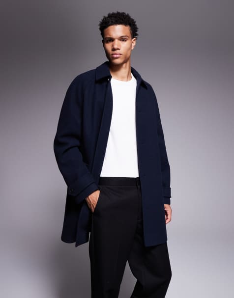 ASOS DESIGN wool look coat in navy - view 1