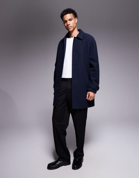 ASOS DESIGN wool look coat in navy - view 1