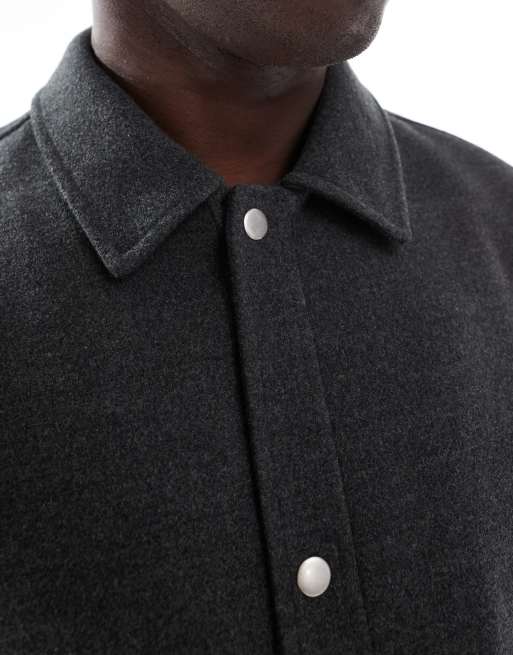 ASOS DESIGN wool look cropped harrington jacket in gray | ASOS
