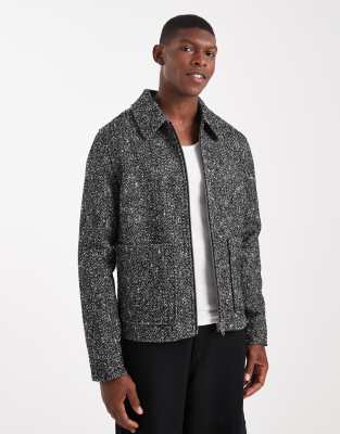 Asos Design Wool Look Harrington Jacket In Gray