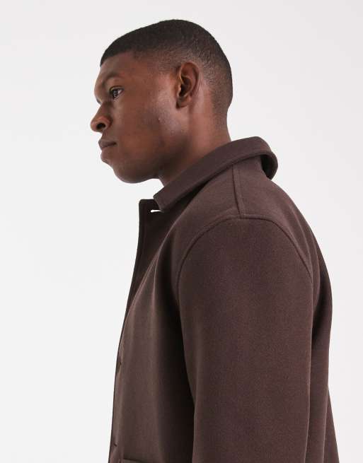 ASOS DESIGN wool look harrington jacket in brown, 4 of 5