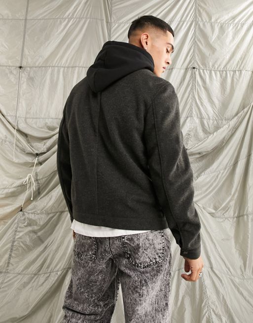 ASOS DESIGN smart set wool-look track jacket in gray melange