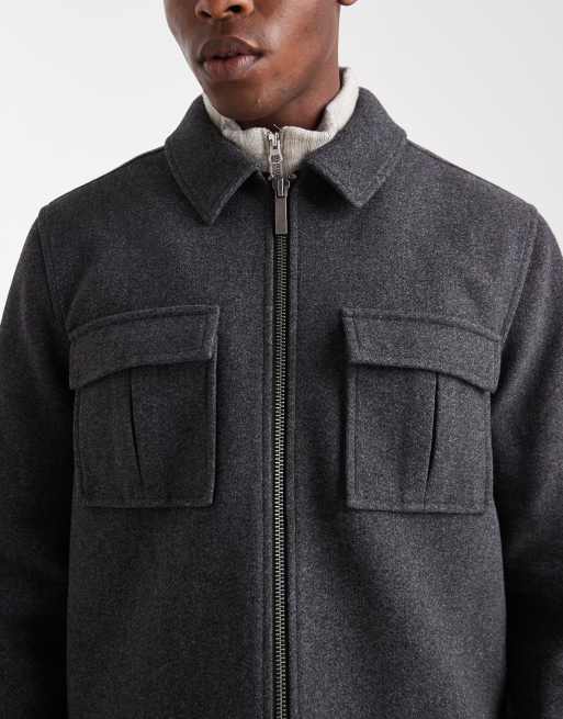 ASOS DESIGN wool look harrington jacket in gray, 3 of 5
