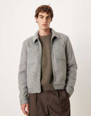 Asos Design Wool Look Harrington Jacket In Gray