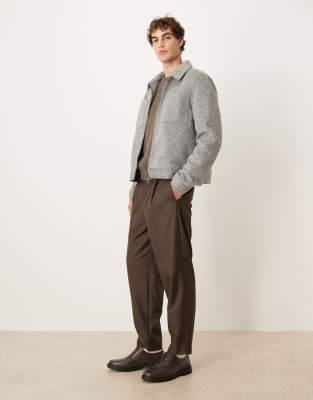 Asos Design Wool Look Harrington Jacket In Gray