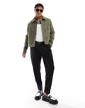 [ASOS DESIGN] ASOS DESIGN wool look harrington jacket in green 2XL GREEN