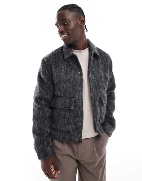 ASOS DESIGN wool look harrington jacket in grey - view 1