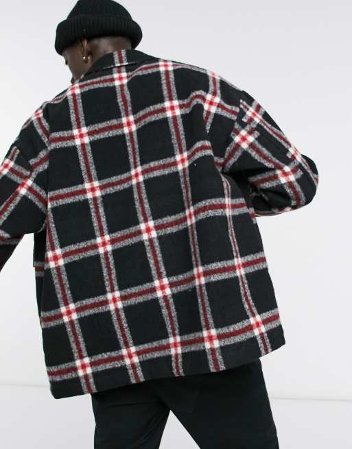 Black jacket with red checkered inside hotsell