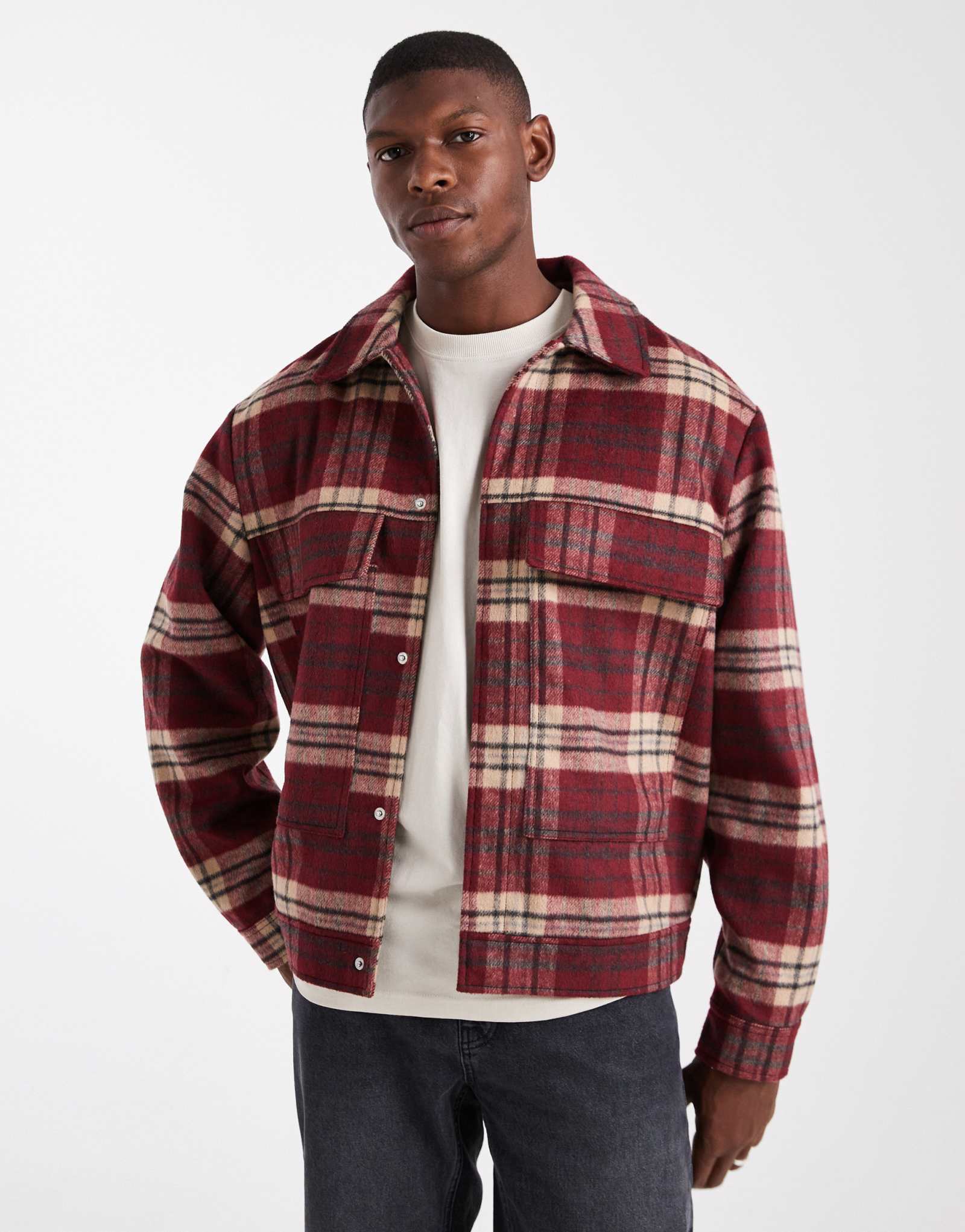 ДИЗАЙНЕРСКИЙ шерстяной жакет harrington от ASOS в красную клетку