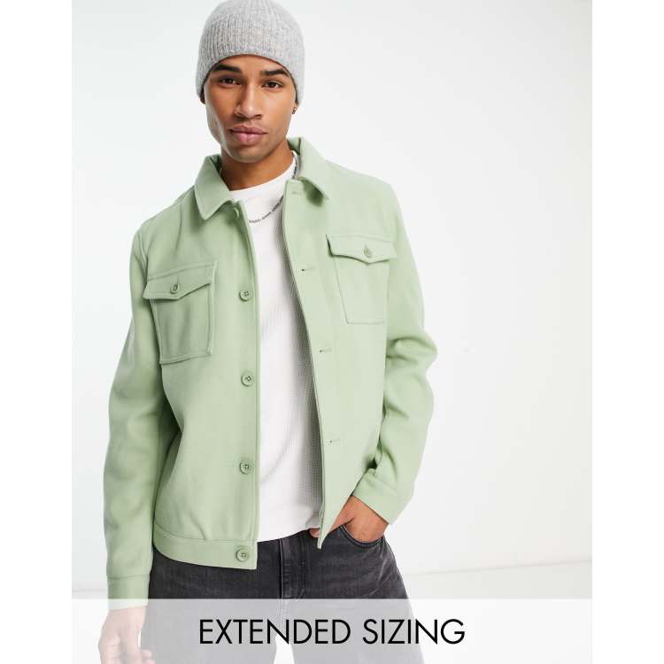 ASOS DESIGN wool look harrington jacket in sage green