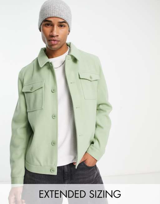 Asos Design Muscle Jersey Harrington Jacket In Dark Green Marl