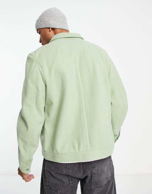 ASOS DESIGN wool look harrington jacket in sage green