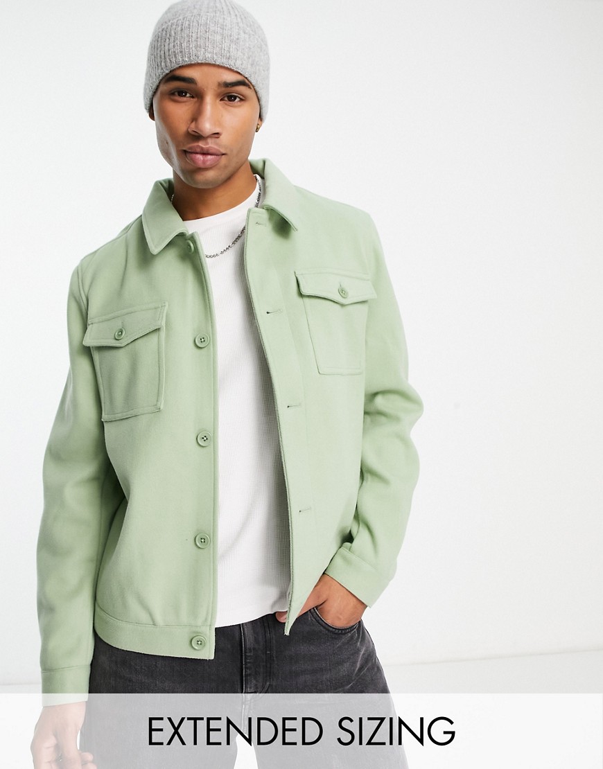 ASOS DESIGN wool look harrington jacket is sage green
