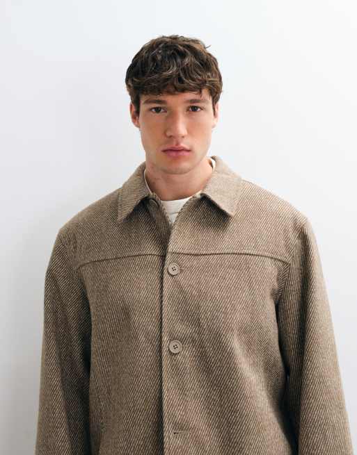 ASOS DESIGN wool look jacket in beige twill, 2 of 5