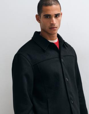 Asos Design Wool Look Jacket In Black