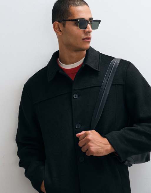 ASOS DESIGN wool look jacket in black, 5 of 5