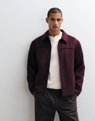 Asos Design Wool Look Jacket In Red