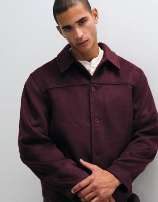 Asos Design Wool Look Jacket In Red
