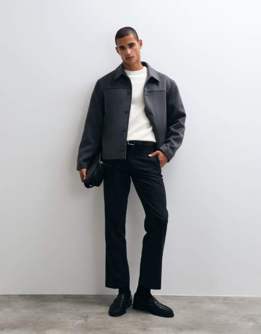 ASOS DESIGN wool look jacket in charcoal, 2 of 5