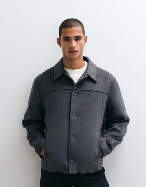 ASOS DESIGN wool look jacket in charcoal, 3 of 5