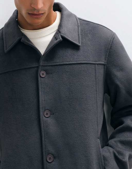 ASOS DESIGN wool look jacket in charcoal, 4 of 5