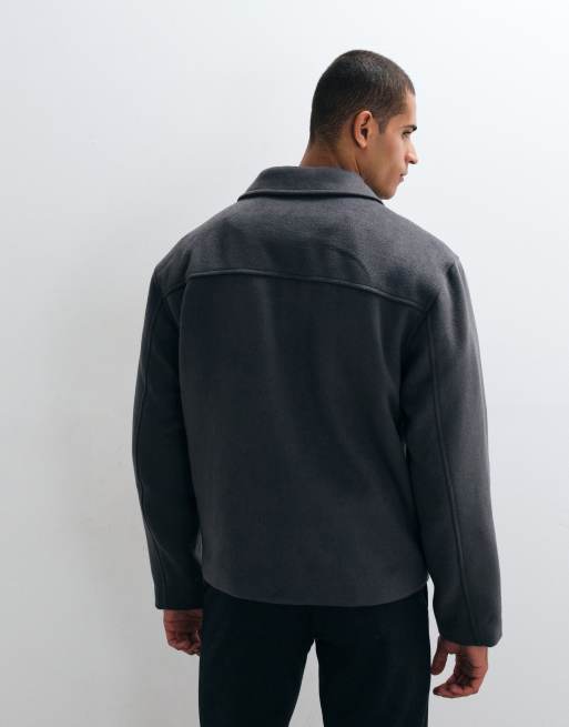 ASOS DESIGN wool look jacket in charcoal, 5 of 5