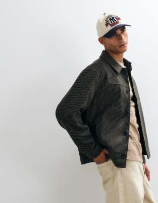 Asos Design Wool Look Jacket In Brown