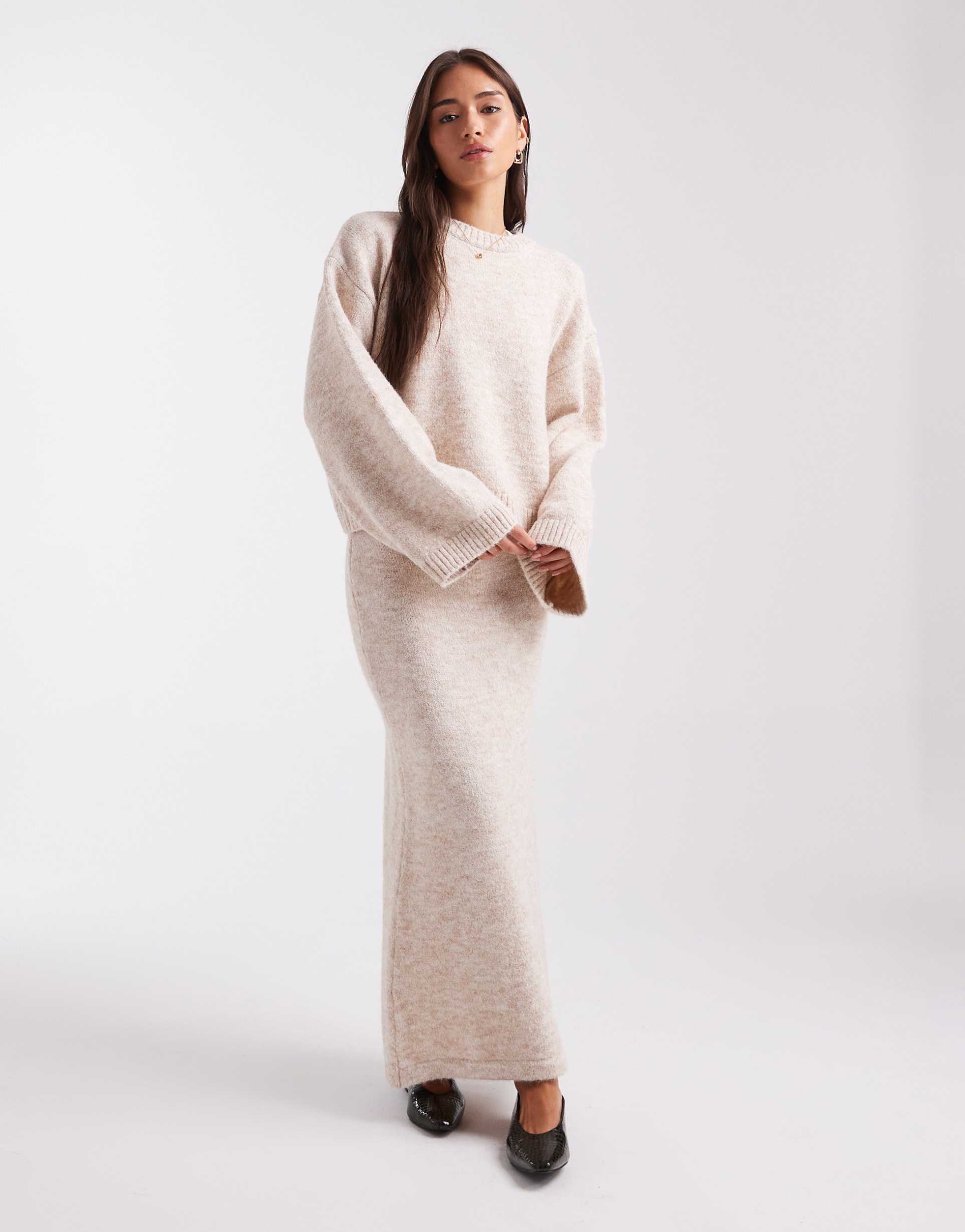 asos design wool look knit maxi skirt - part of a set
