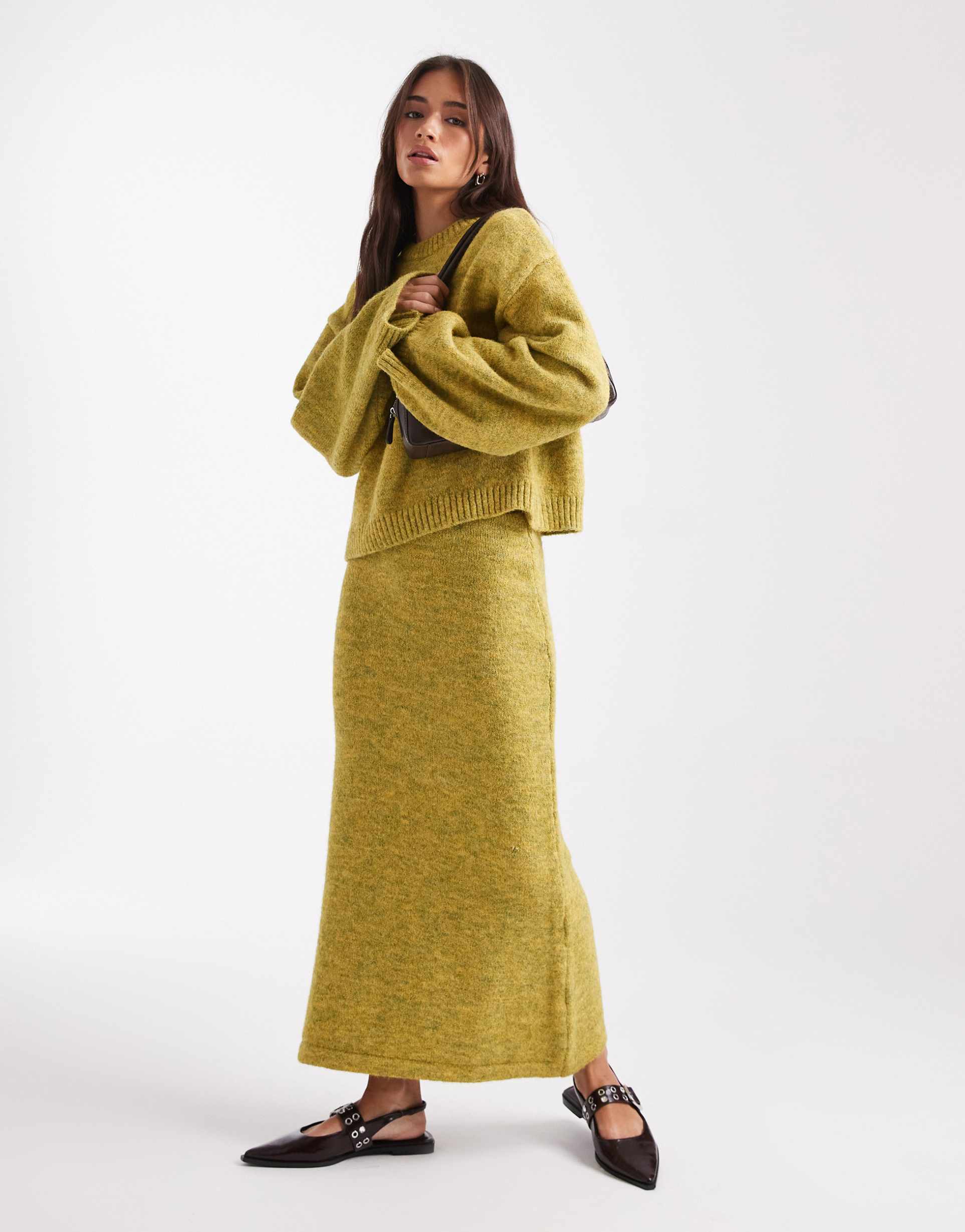 asos design wool look knit maxi skirt - part of a set