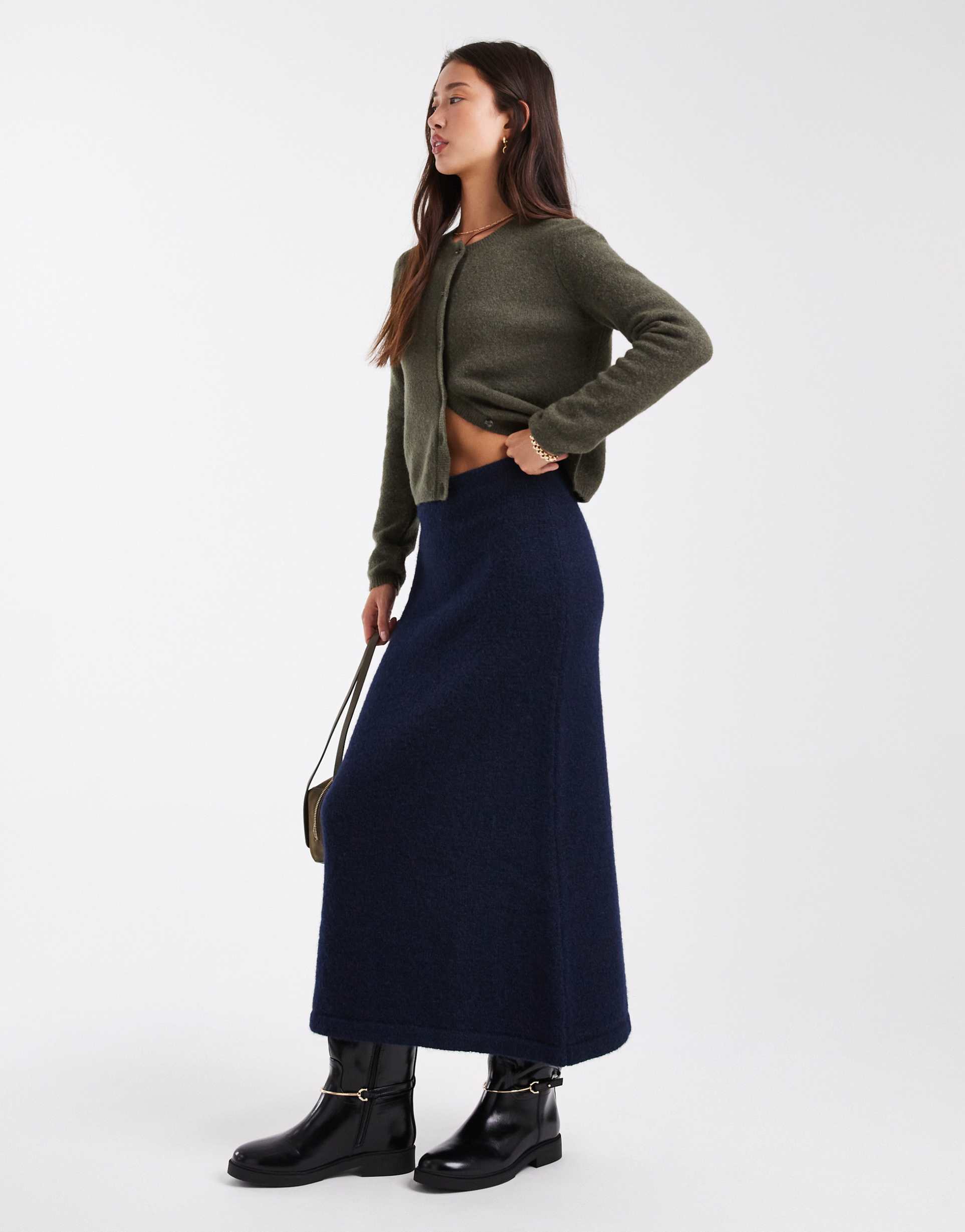 asos design wool look knit maxi skirt - part of a set