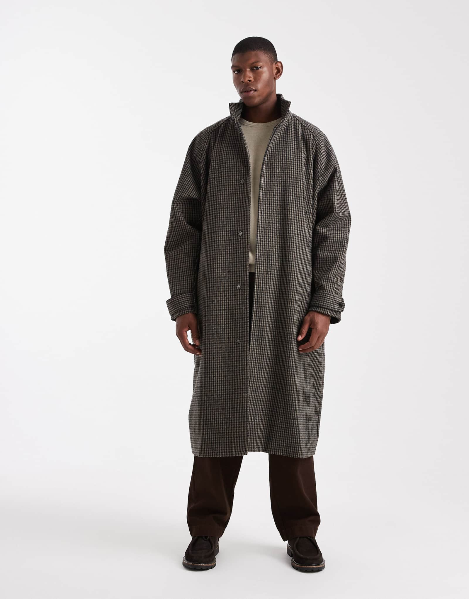 ДИЗАЙНЕРСКОЕ шерстяное длинное пальто ASOS в клетку