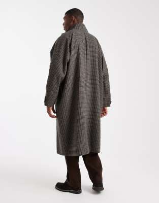 Asos Design Wool Look Long Length Overcoat In Gray
