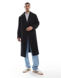 [ASOS DESIGN] ASOS DESIGN wool-look longline coat in black 3XL BLACK