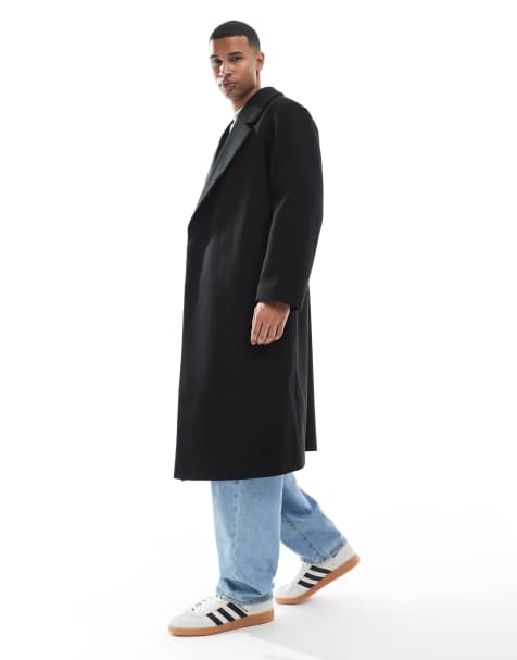 ASOS DESIGN wool-look longline coat in black - view 1