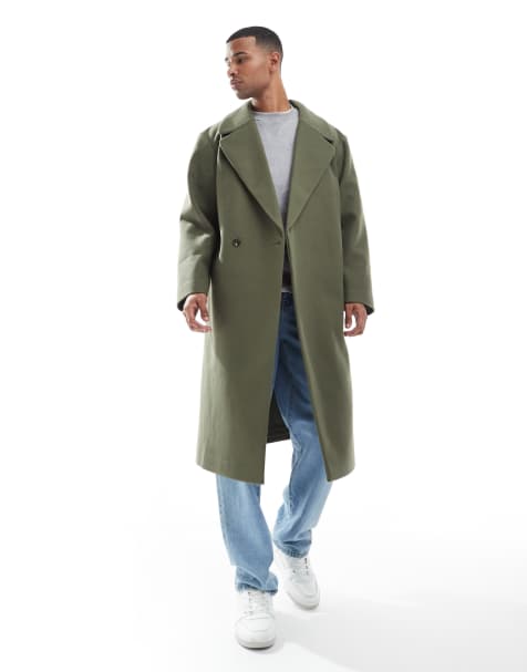 ASOS DESIGN wool look longline coat in black - view 1