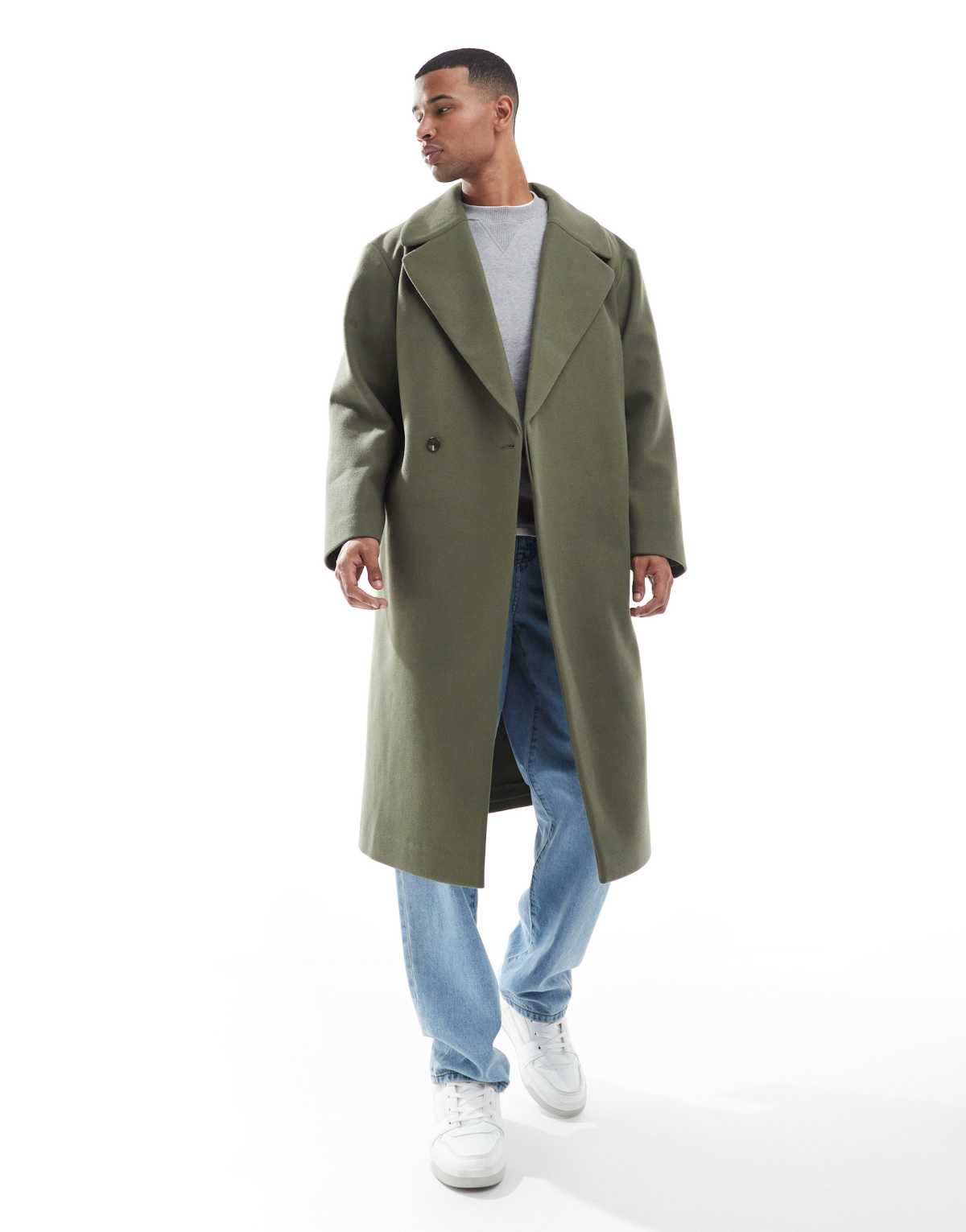 ASOS DESIGN wool look longline coat in black