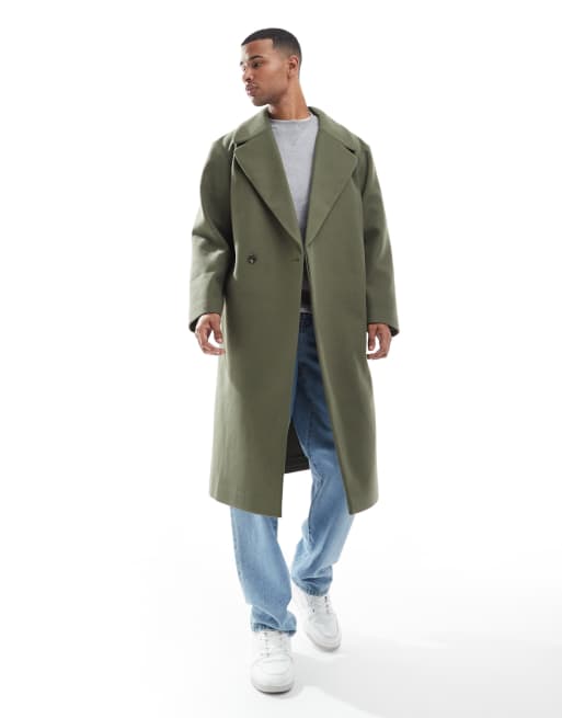 ASOS DESIGN wool look longline coat in black